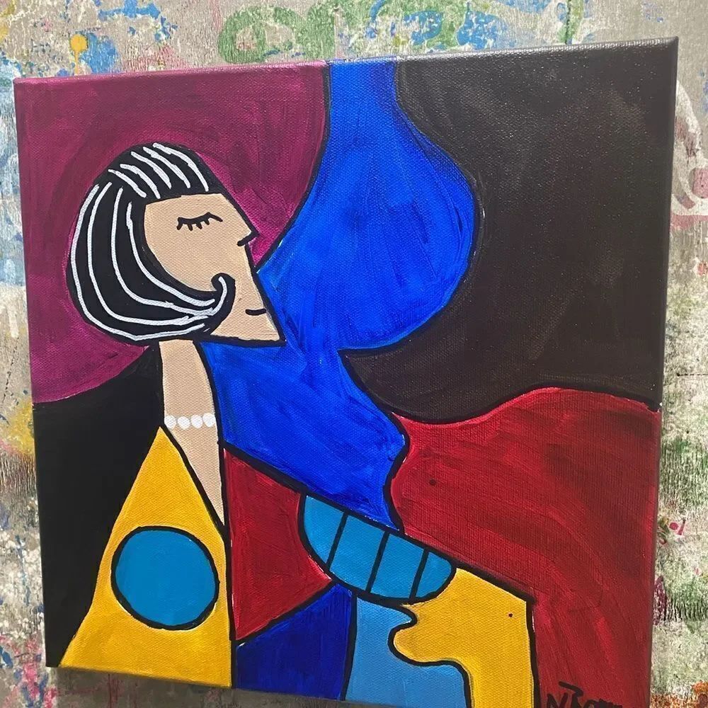 abstract painting on canvas 12x12 inches wall decor